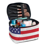Grunge American Flag Print Travel Makeup Bag