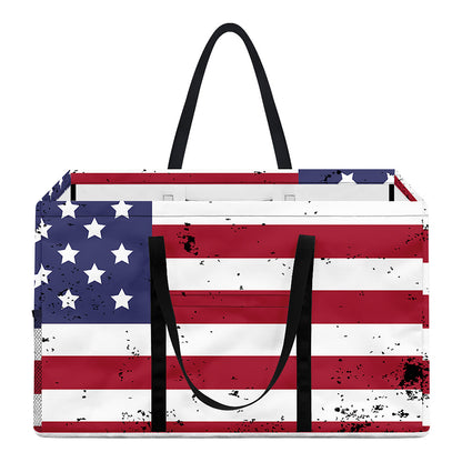 Grunge American Flag Print Utility Tote Bag