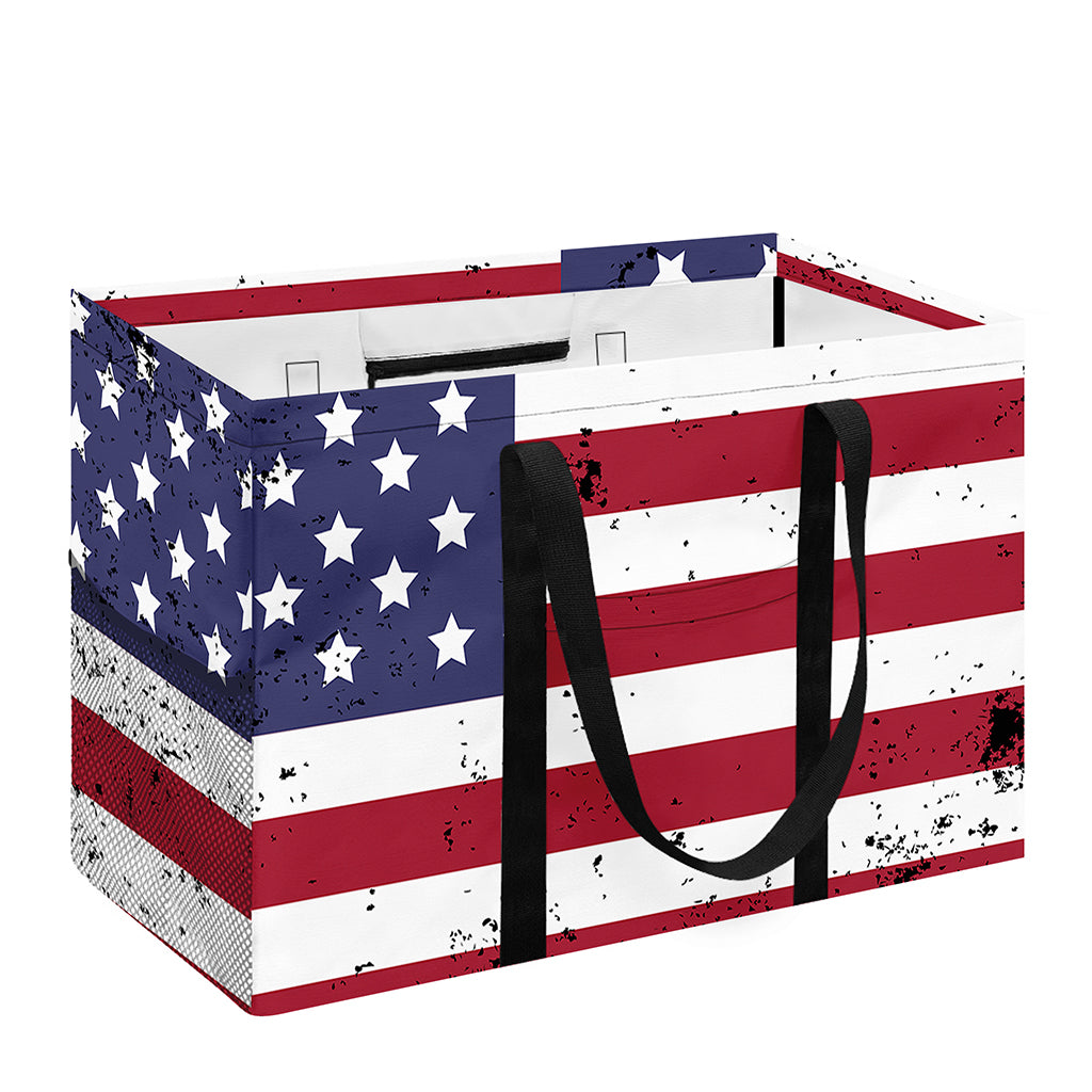 Grunge American Flag Print Utility Tote Bag