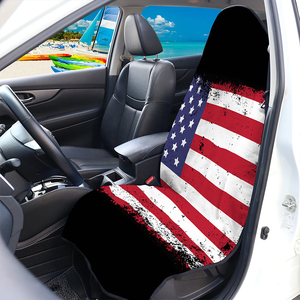 Grunge American Flag Print Waterproof Car Seat Cover