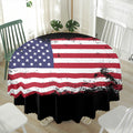 Grunge American Flag Print Waterproof Round Tablecloth