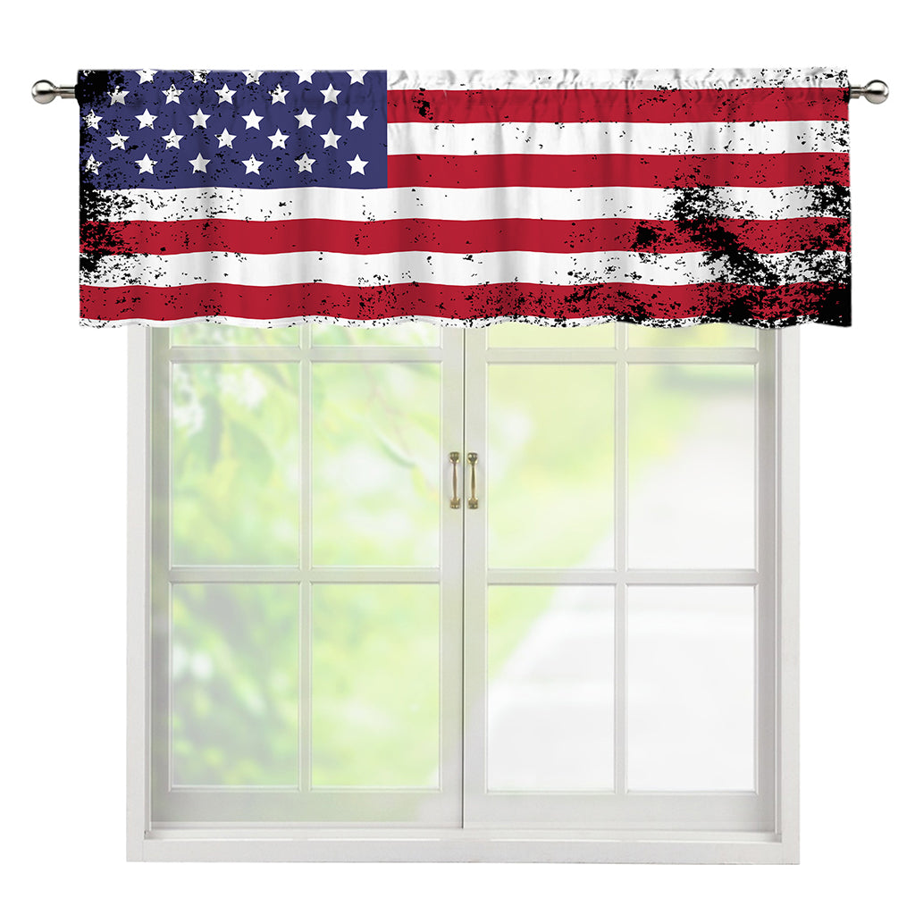 Grunge American Flag Print Window Valance