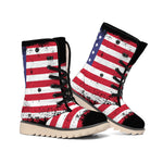 Grunge American Flag Print Winter Boots
