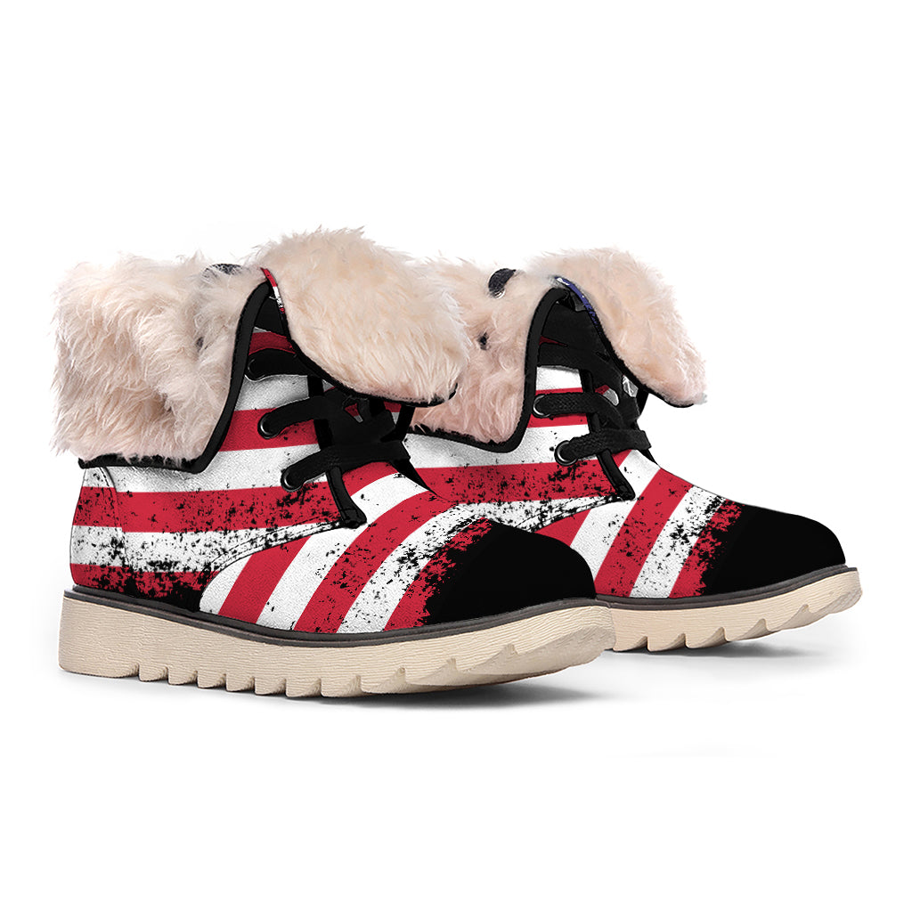 Grunge American Flag Print Winter Boots