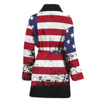 Grunge American Flag Print Women's Bathrobe