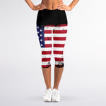 Grunge American Flag Print Women's Capri Leggings