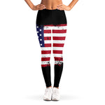 Grunge American Flag Print Women's Leggings