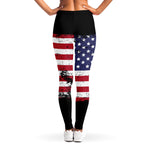 Grunge American Flag Print Women's Leggings