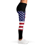 Grunge American Flag Print Women's Leggings