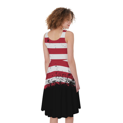 Grunge American Flag Print Women's Sleeveless Dress
