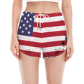 Grunge American Flag Print Women's Split Running Shorts