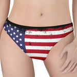 Grunge American Flag Print Women's Thong