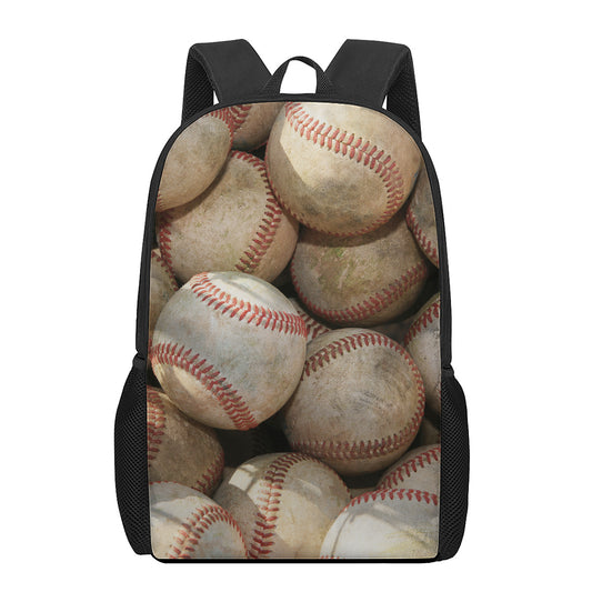 Grunge Baseballs Print 17 Inch Backpack