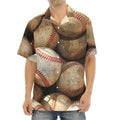 Grunge Baseballs Print Aloha Shirt