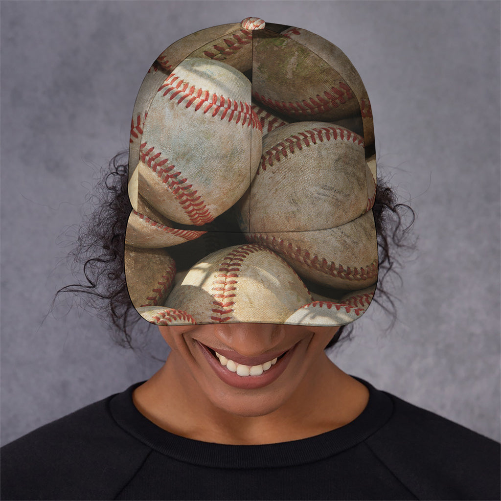 Grunge Baseballs Print Baseball Cap