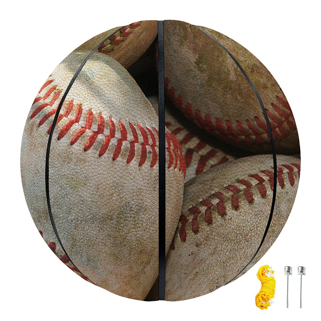 Grunge Baseballs Print Basketball