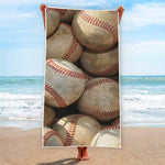 Grunge Baseballs Print Beach Towel