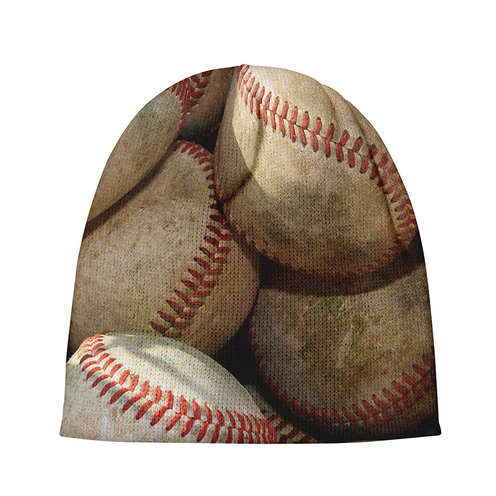 Grunge Baseballs Print Beanie