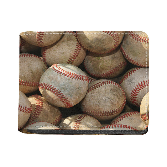 Grunge Baseballs Print Bifold Wallet