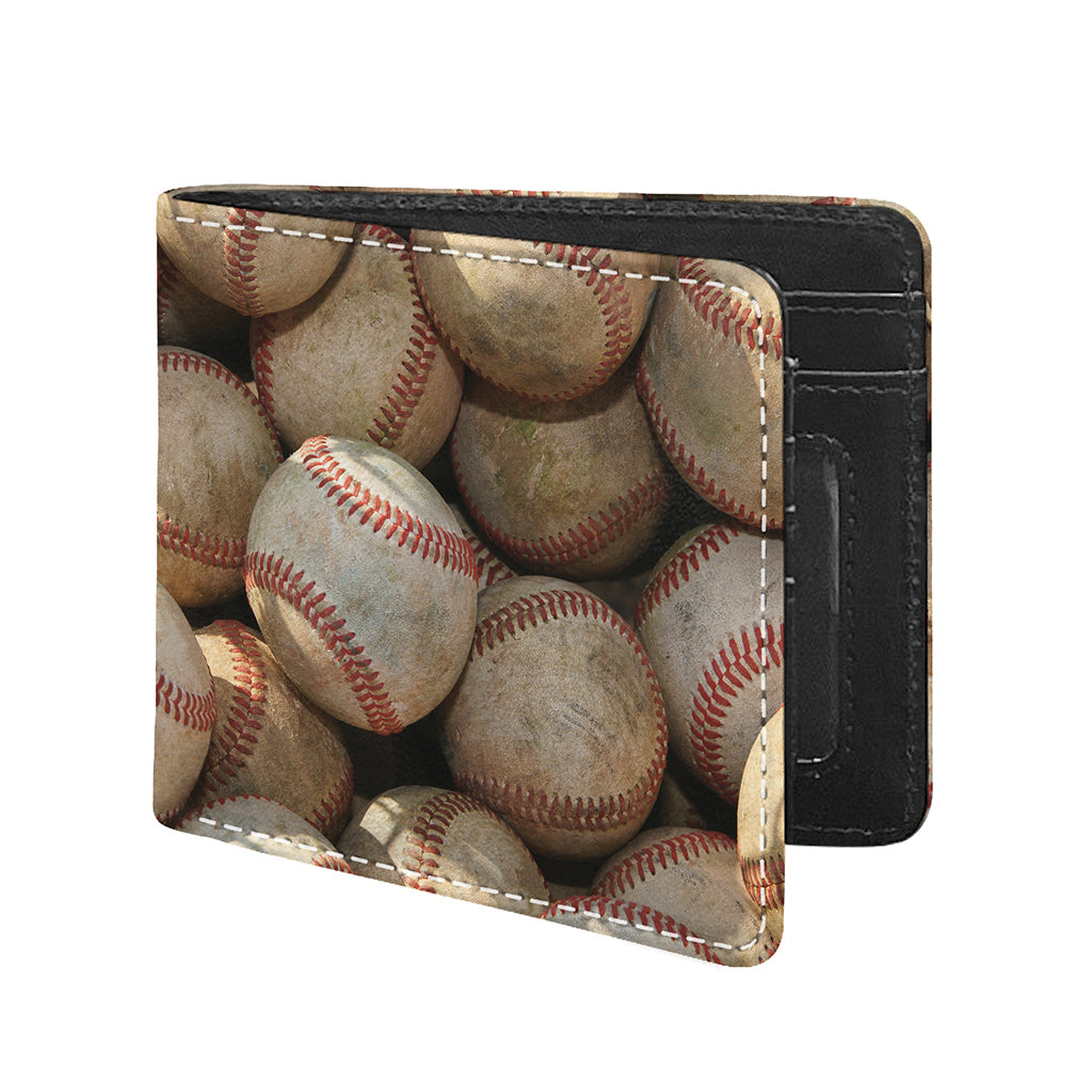Grunge Baseballs Print Bifold Wallet