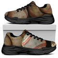 Grunge Baseballs Print Black Chunky Shoes