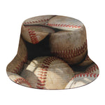 Grunge Baseballs Print Bucket Hat