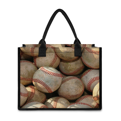 Grunge Baseballs Print Canvas Tote Bag
