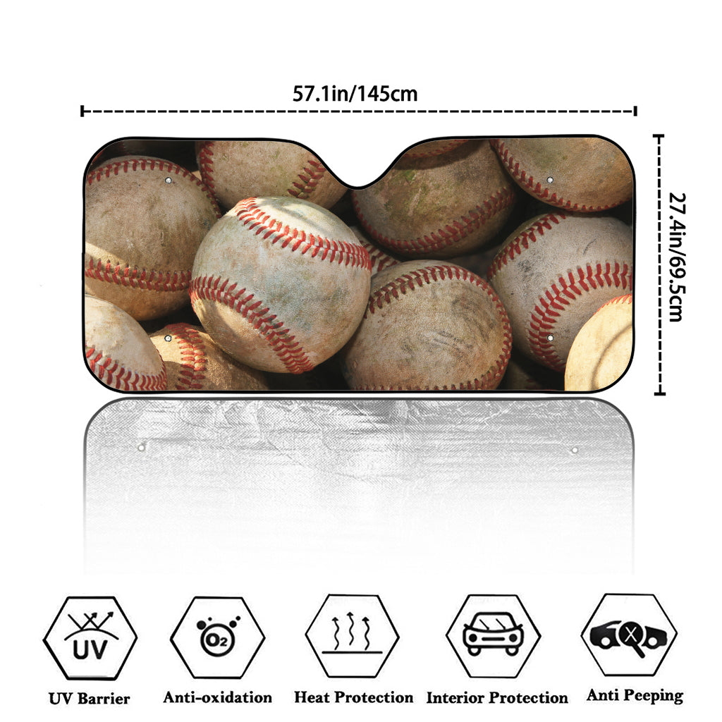 Grunge Baseballs Print Car Windshield Sun Shade