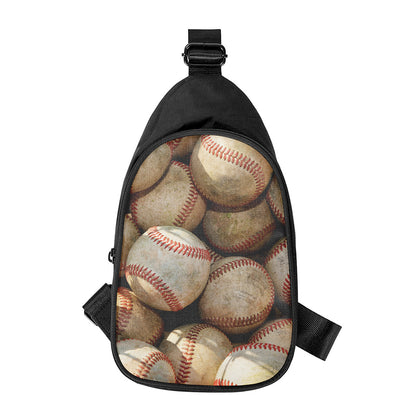 Grunge Baseballs Print Chest Bag
