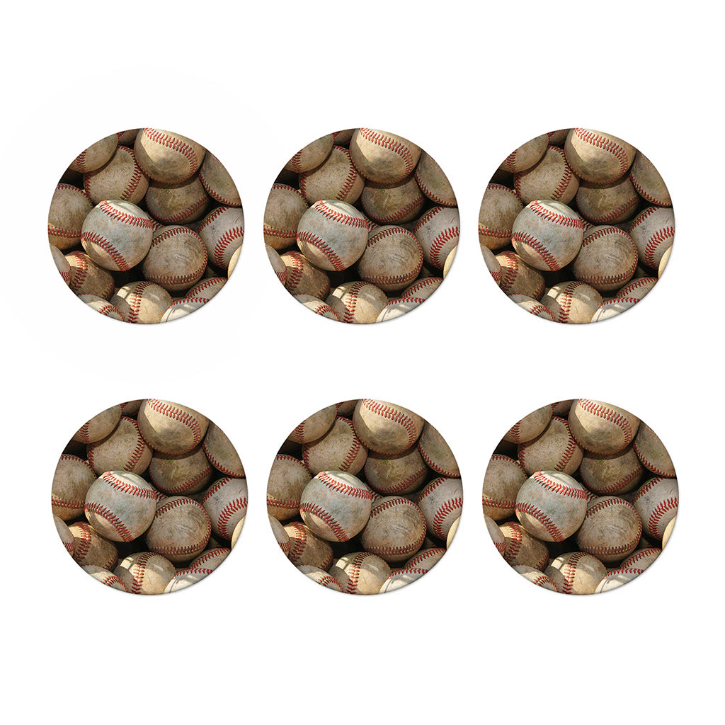 Grunge Baseballs Print Coaster Set