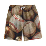 Grunge Baseballs Print Cotton Shorts