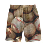 Grunge Baseballs Print Cotton Shorts