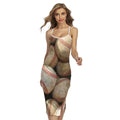 Grunge Baseballs Print Cross Back Cami Dress