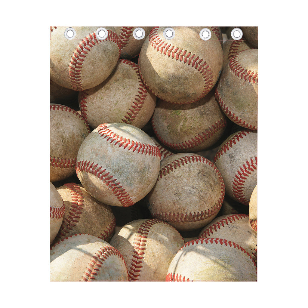 Grunge Baseballs Print Curtain