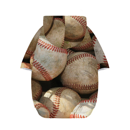 Grunge Baseballs Print Dog Zip Up Hoodie