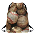 Grunge Baseballs Print Drawstring Backpack