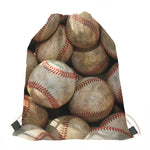 Grunge Baseballs Print Drawstring Bag