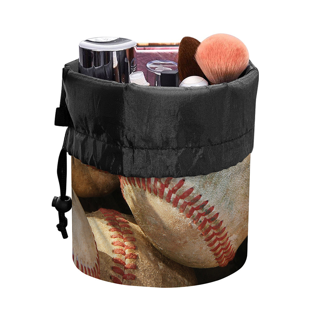 Grunge Baseballs Print Drawstring Makeup Bag