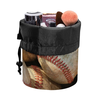 Grunge Baseballs Print Drawstring Makeup Bag