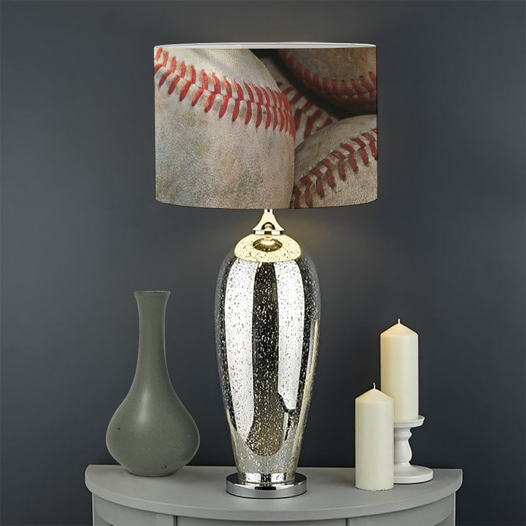 Grunge Baseballs Print Drum Lamp Shade