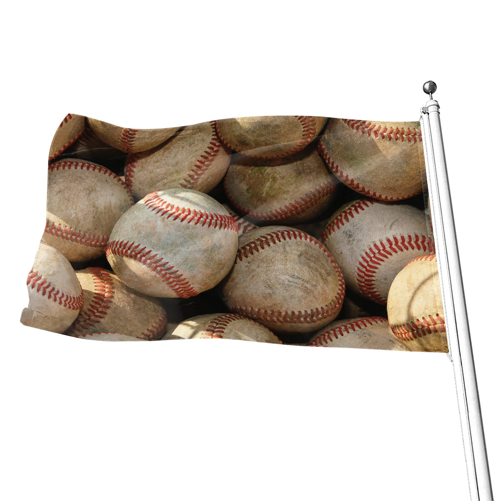 Grunge Baseballs Print Flag
