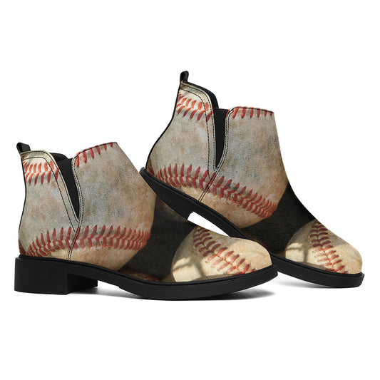 Grunge Baseballs Print Flat Ankle Boots