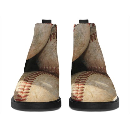 Grunge Baseballs Print Flat Ankle Boots