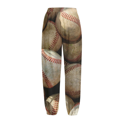 Grunge Baseballs Print Fleece Lined Knit Pants