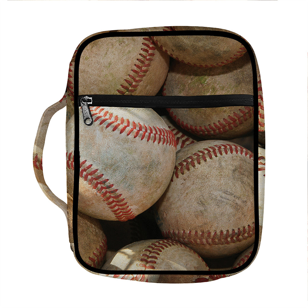 Grunge Baseballs Print Front Pocket Bible Bag