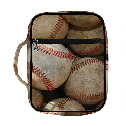 Grunge Baseballs Print Front Pocket Bible Bag