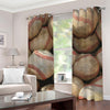 Grunge Baseballs Print Grommet Curtains