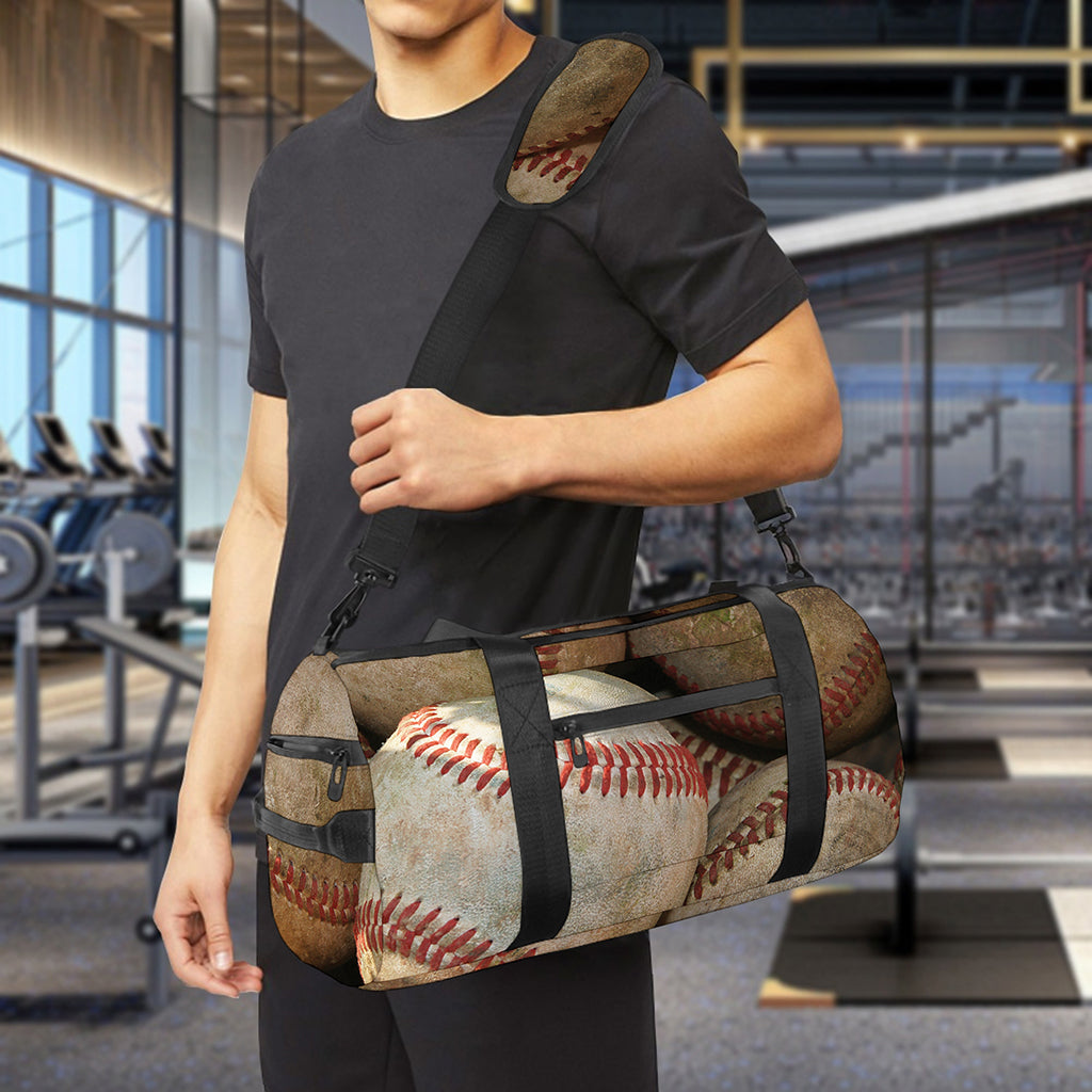 Grunge Baseballs Print Gym Bag