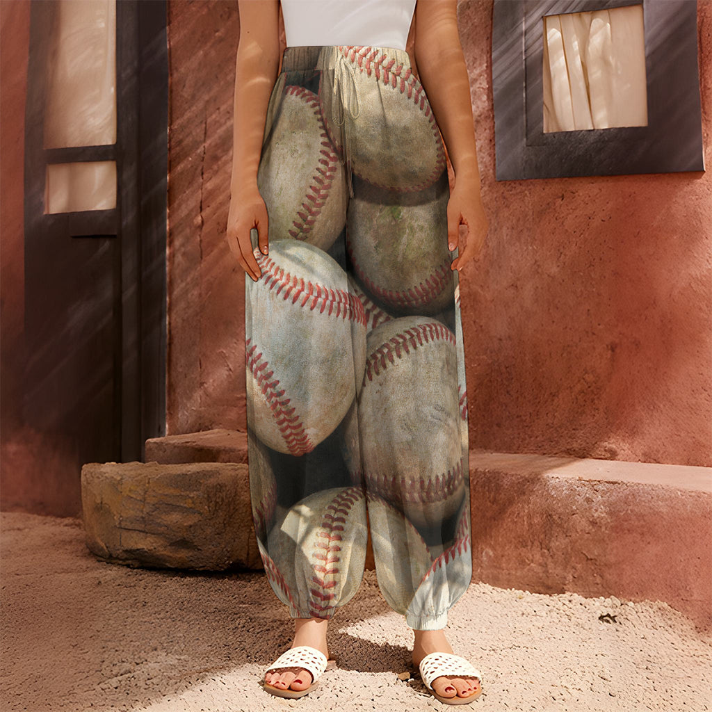 Grunge Baseballs Print Harem Pants