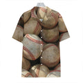 Grunge Baseballs Print Hawaiian Shirt